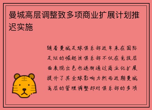 曼城高层调整致多项商业扩展计划推迟实施